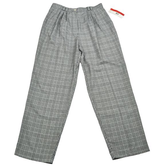 Vintage 90s Pants Black White Plaid High Waist Misses Size 16 New - Picture 3 of 7
